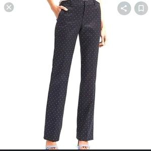 Banana Republic Logan Trouser in Navy with white polka-dots, size 12.